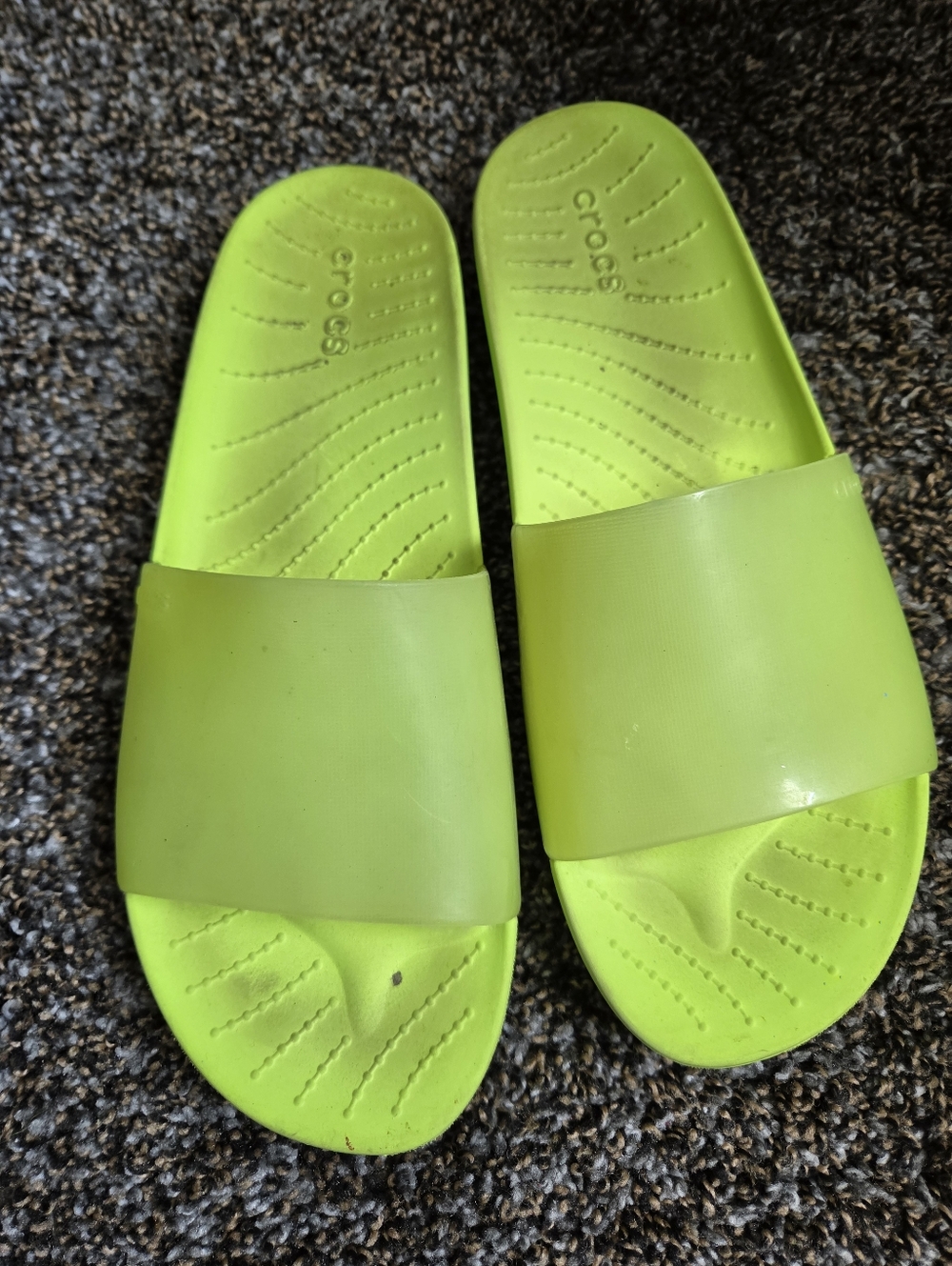 CROCS Neon Lime Green Slide Sandals